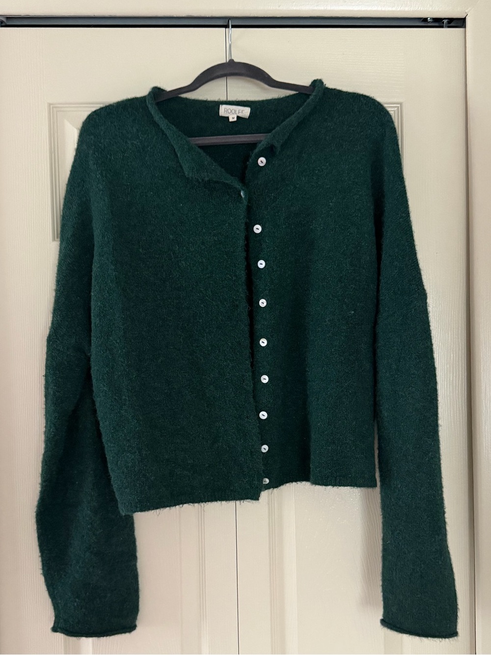 Roolee Dark Green Button-Front Knit Cardigan